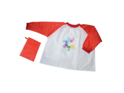 Detská zástera na maľovanie DONAU, červené rukávy