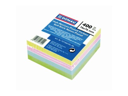 Bloček Donau, 76 x 76 mm, 4 pastelové farby, 400 lístkov