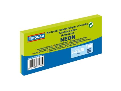 Samolepiaci bloček Donau neónový 38x51 zelený/3ks