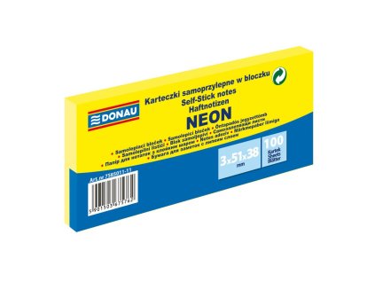 Samolepiaci bloček Donau neónový 38x51 žltý/3ks