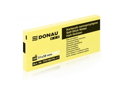 Samolepiaci bloček Donau ECO žltý 38x51mm /3x100