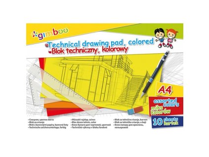 Výkresy Gimboo, A4, 10 listov, 150 GSM, mix farieb