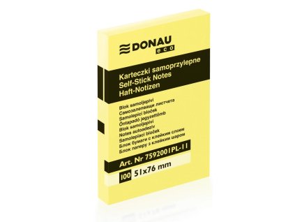 Samolepiaci bloček Donau ECO žltý 51x76mm