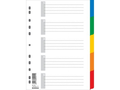 Plastový rozraďovač DONAU 5-dielny farebný