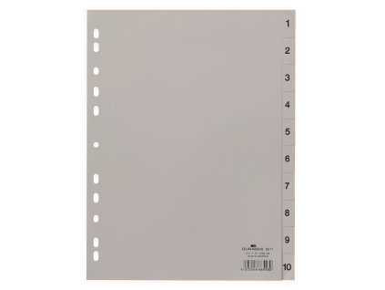 Plastový rozraďovač DURABLE 1-10 sivý