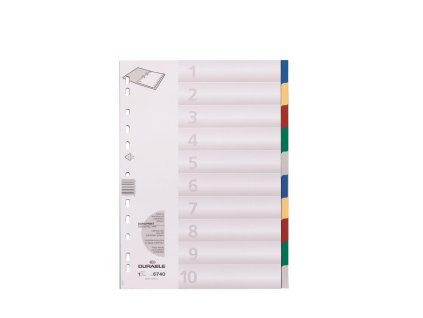 Plastový rozraďovač DURABLE 10-dielny farebný