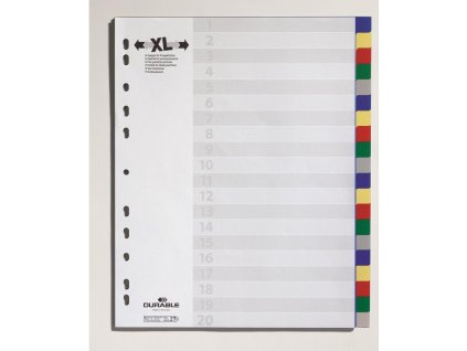 Plastový rozraďovač DURABLE 20-dielny maxi farebný