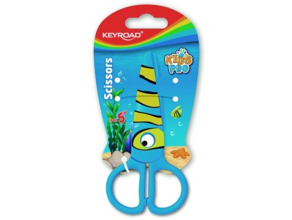 Školské nožnice KEYROAD, blister, motív ryba, modré