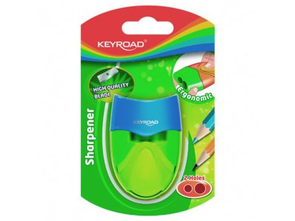 Strúhadlo KEYROAD ABS + PS plastové s dvomi otvormi, blister, mix farieb