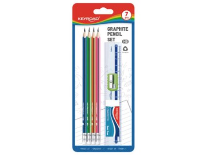 Súprava školských pomôcok KEYROAD, blister 7 ks, mix farieb