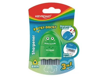 Strúhadlo KEYROAD ROCKY-DOCKY plastové s nádobou na odpad, blister, mix farieb