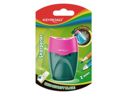 Strúhadlo KEYROAD plastové s dvomi otvormi, blister, mix farieb