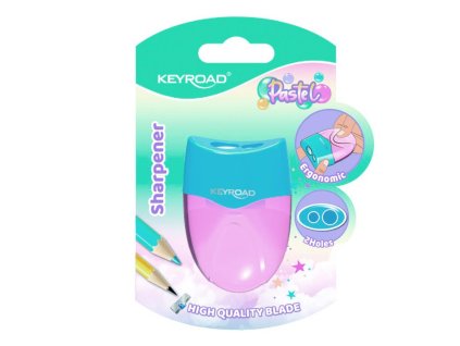 Strúhadlo KEYROAD plastové s dvomi otvormi, blister, mix farieb