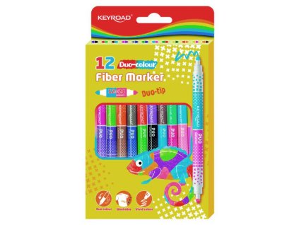 Školské fixky KEYROAD DUO, 12 ks/24 farieb