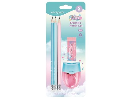 Súprava školských pomôcok KEYROAD Pastel, blister 5 ks, mix farieb