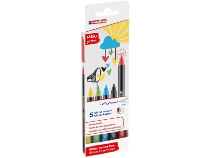 Sada popisovačov edding 1200/5S glitter,  základné farby