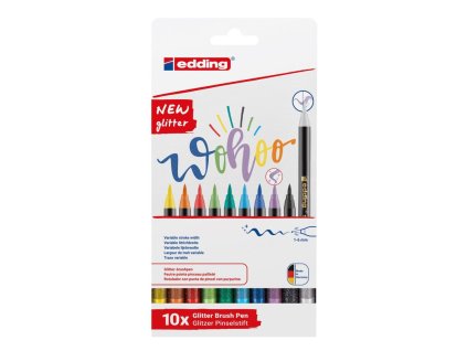 Sada popisovačov edding 1340/10S glitter, základné farby, vláknový hrot