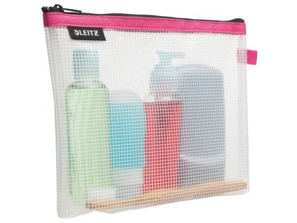 Plastový obal so zipsom Leitz WOW na kozmetiku ružový