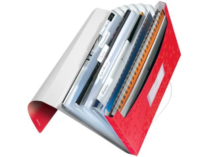 Aktovka plastová s priehradkami Leitz WOW červená