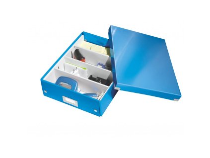 Stredná organizačná krabica Click & Store metalická modrá