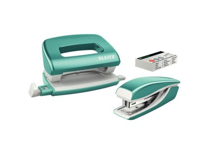 Sada zošívačka a dierovačka Leitz WOW mini ľadová modrá