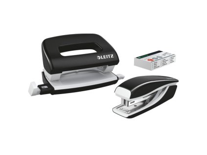 Sada zošívačka a dierovačka Leitz WOW mini čierna