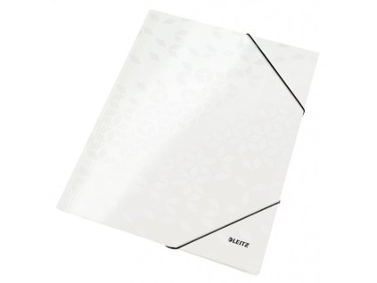 Kartónový obal lesklý s gumičkou Leitz WOW perleťovo biely