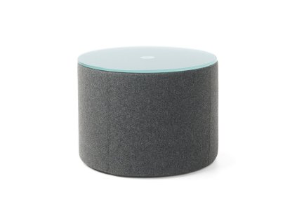 Konferenčný stolík Vancouver Oto, valec, mliečne trvdené sklo, p.54 x v.40 cm, látka Next NX-14 tmavosivá