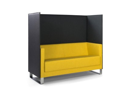 Dvojkreslo Vancouver Lite, lyžinové nohy chróm, látka Next NX-1 žltá, paraván látka NX-16 čierna