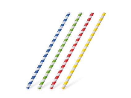 Slamky papierové špirály farebný mix 6 mm x 20 cm (25 ks)