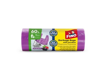 Vrecia zaväzovacie s ušami FINO Premium aromatic 60 ℓ, 14 mic., 59 x 72 cm, fialové (15 ks)
