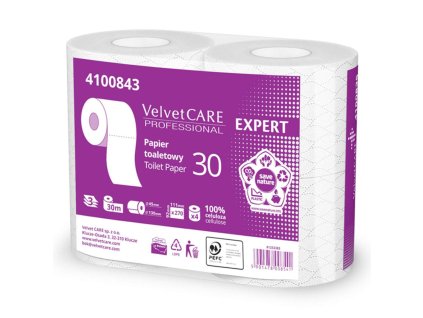 Toaletný papier 3-vrstvový VELVET CARE Expert 100% celulóza 30m (4ks)
