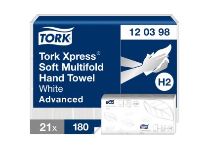 Papierové utierky skladané ZZ 2-vrstv. TORK Xpress Multifold splachovacie H2 (21 bal.)