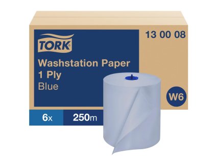 Papierové utierky v rolke 1-vrstv. TORK Basic modré W6, návin 250 m (6 ks)