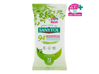 Sanytol čistiace utierky 94 % rastlinného pôvodu 72ks