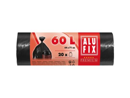 Vrecia na odpadky 60 l / 20 ks, 15mic., 64 x 71 cm, čierne, HDPE
