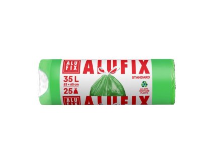 Vrecia na odpadky zaťahovacie 35 l / 25 ks, 14mic., 53 x 60 cm, zelené, HDPE