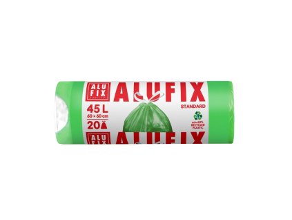 Vrecia na odpadky zaťahovacie, 45 l / 20 ks, 14mic., 60 x 60 cm, zelené, HDPE