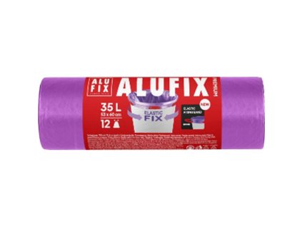 Vrecia na odpadky zaťahovacie Elastic FIX LDPE 53x60cm 35 ℓ/12ks 22mic fialové