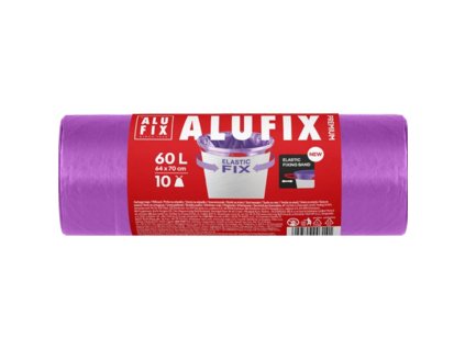 Vrecia na odpadky zaťahovacie Elastic FIX LDPE 64x70cm 60 ℓ/10ks 22mic fialové