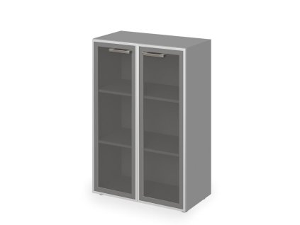 Policová skrinka Lenza Wels, presklená, 79,8x119,5x42,5cm, driftwood/sivá