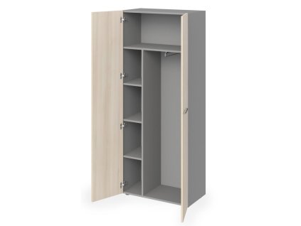 Šatníková skriňa Lenza Wels, s výsuvným vešiakom a policami, 79,8x196,5x42,2cm, agát svetlý