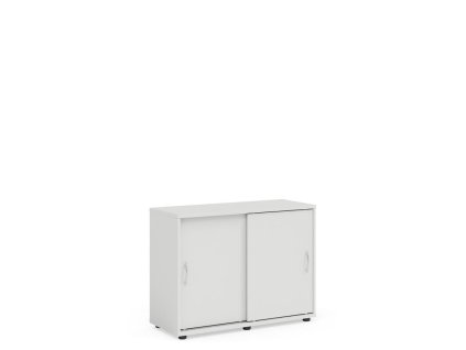Policová skriňa BASIC, posuvné dvere bez zámku, 100x40x75,3cm, biela