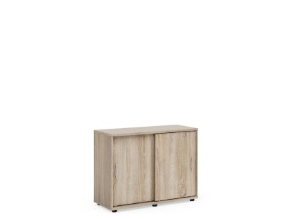 Policová skriňa BASIC, posuvné dvere bez zámku, 100x40x75,3cm, dub Sonoma