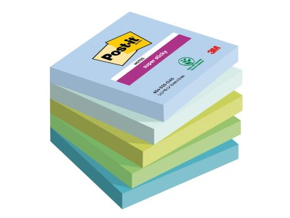 Samolepiaci bloček Post-it Super Sticky OASIS, veľkosť 76x76 mm, 5 bločkov po 90 lístkov