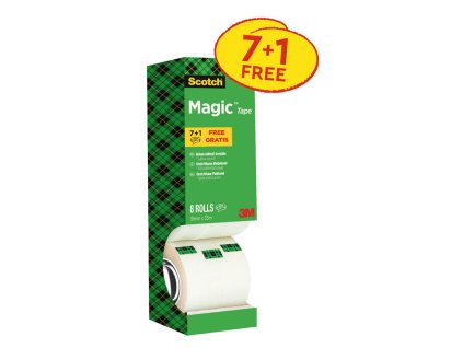 Lepiaca páska Scotch Magic neviditeľná popisovateľná 19 mm x 33 m v krabičke 7+1 zdarma