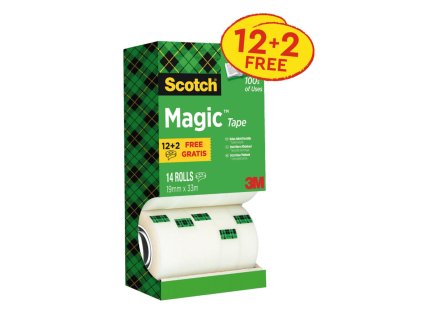 Lepiaca páska Scotch Magic neviditeľná popisovateľná 19 mm x 33 m v krabičke 12+2 zdarma