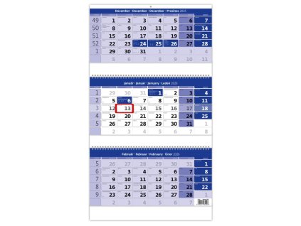 Nástenný kalendár 3-mesačný so špirálou modrý 31,5 x 55,5 cm 2026