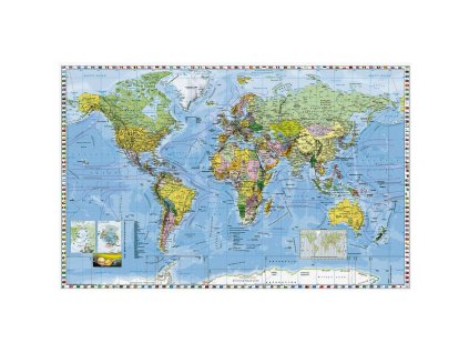 Mapa Svet politický s vlajkami štátov