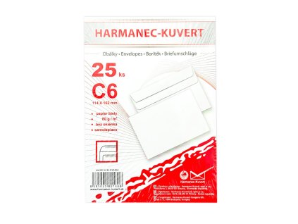Poštové obálky C6 samolepiace, 25 ks